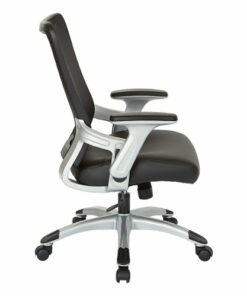 OSP Home Furnishings - Screen Back Chair with Faux Leather Seat - Black