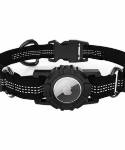 SaharaCase - Adjustable Nylon Collar Case for Apple AirTag (Medium Dogs) - Black