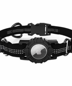 SaharaCase - Adjustable Nylon Collar Case for Apple AirTag (Large Dogs) - Black