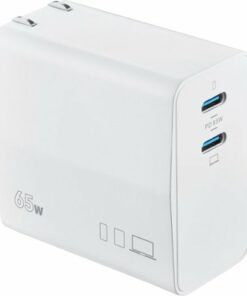 Insignia™ - 65W Dual Port USB-C Compact Wall Charger for MacBook Pro, MacBook Air, and most USB-C Laptops - White