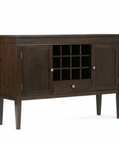 Simpli Home - Carlton Sideboard Buffet and Wine Rack - Dark Tobacco Brown
