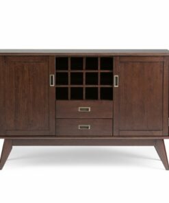 Simpli Home - Draper Mid Century Sideboard Buffet and Wine Rack - Medium Auburn Brown