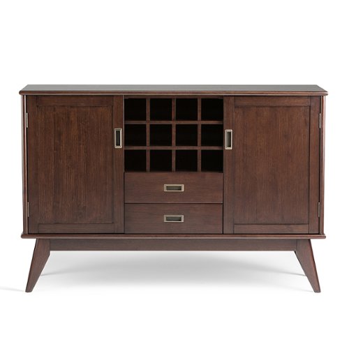 Simpli Home - Draper Mid Century Sideboard Buffet and Wine Rack - Medium Auburn Brown