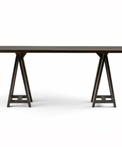 Simpli Home - Sawhorse Wide Console Sofa Table - Dark Chestnut Brown