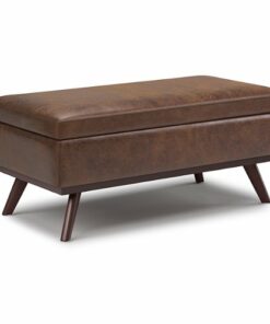 Simpli Home - Owen Lift Top Large Coffee Table Storage Ottoman - Distressed Chestnut Brown