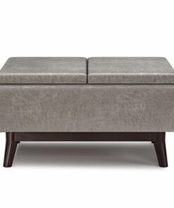 Simpli Home - Owen Tray Top Small Coffee Table Storage Ottoman - Distressed Grey