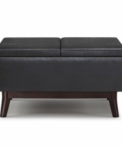 Simpli Home - Owen Tray Top Small Coffee Table Storage Ottoman - Distressed Black