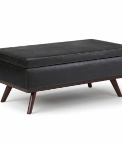 Simpli Home - Owen Lift Top Large Coffee Table Storage Ottoman - Distressed Black
