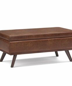 Simpli Home - Owen Lift Top Large Coffee Table Storage Ottoman - Distressed Saddle Brown