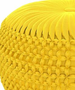 Simpli Home - Renee Round Pouf - Golden Yellow