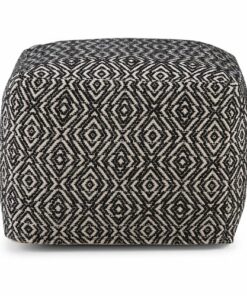 Simpli Home - Graham Square Pouf - Patterned Black, Natural
