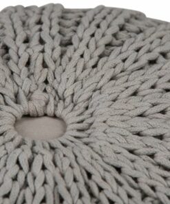 Simpli Home - Shelby Hand Knit Round Pouf - Dove Grey