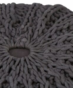 Simpli Home - Shelby Hand Knit Round Pouf - Slate Grey