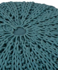 Simpli Home - Shelby Hand Knit Round Pouf - Teal
