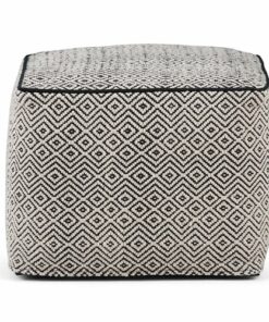 Simpli Home - Brynn Square Pouf - Patterned Black, Natural
