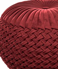 Simpli Home - Grafton Velvet Round Pouf - Maroon