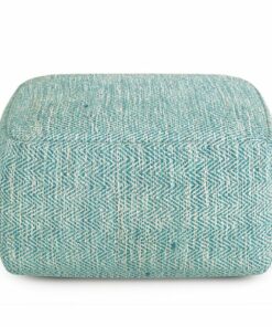 Simpli Home - Nate Square Pouf - Patterned Aqua Melange