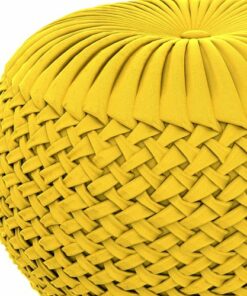 Simpli Home - Grafton Velvet Round Pouf - Golden Yellow