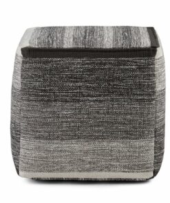 Simpli Home - Naya Cube Pouf - Patterned Grey Melange