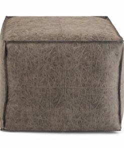Simpli Home - Elton Square Pouf - Distressed Brown