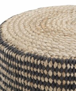 Simpli Home - Larissa Round Braided Pouf - Natural