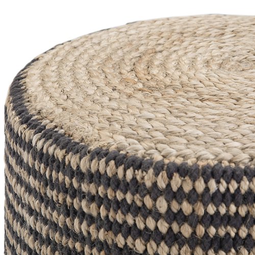Simpli Home - Larissa Round Braided Pouf - Natural