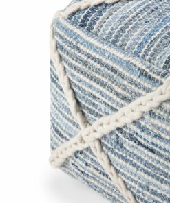 Simpli Home - Cowan Square Pouf - Blue, Natural