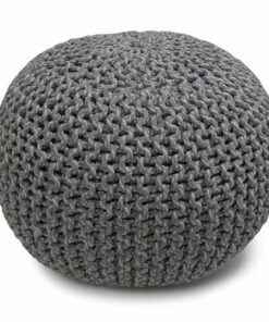 Simpli Home - Nikki Hand Knit Round Pouf - Grey