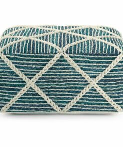 Simpli Home - Cowan Square Pouf - Teal, Natural