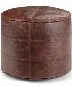 Simpli Home - Connor Round Pouf - Distressed Brown