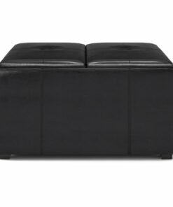 Simpli Home - Avalon Small Coffee Table Storage Ottoman - Midnight Black