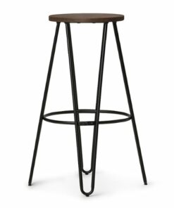 Simpli Home - Simeon 30 inch Metal Bar Stool with Wood Seat - Cocoa Brown / Black