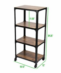 Mind Reader - 4 Tier Rolling Bar Cart Kitchen Microwave Cart Island On Wheels