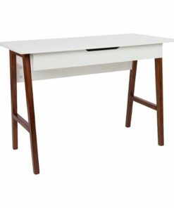 Flash Furniture - Darla Rectangle Modern Laminate  Home Office Desk - White/Walnut