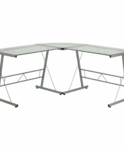 Flash Furniture - Ginny L Contemporary Glass  Home Office Desk - Clear/Silver