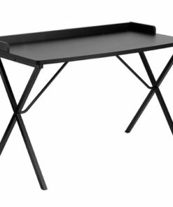 Flash Furniture - Rectangle Contemporary Laminate  Home Office Desk with Raised Back Border - Black