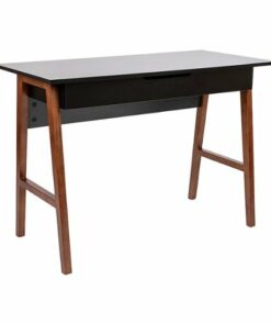 Flash Furniture - Darla Rectangle Modern Laminate  Home Office Desk - Black/Walnut