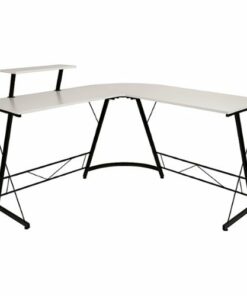 Flash Furniture - Ginny L Contemporary Laminate  Home Office Desk - White/Black