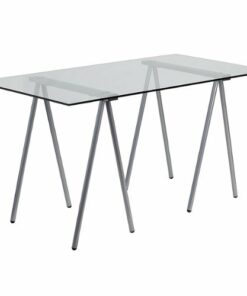 Flash Furniture - Rectangle Contemporary Glass  Home Office Desk with Metal Frame - Clear/Chrome