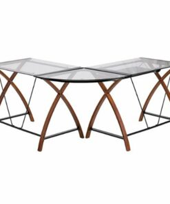 Flash Furniture - Jude L Contemporary Glass  Home Office Desk - Clear/Cherry