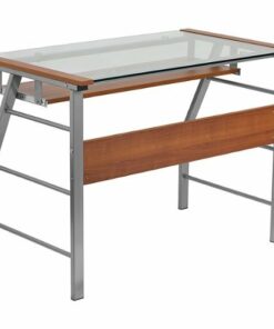 Flash Furniture - Tremont Rectangle Contemporary Glass  Home Office Desk - Clear/Silver