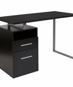 Flash Furniture - Harwood Rectangle Contemporary Laminate 2-Drawer Home Office Desk - Dark Ash