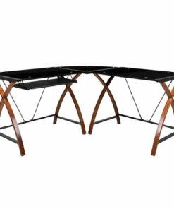 Flash Furniture - Jude L Contemporary Glass  Home Office Desk - Black