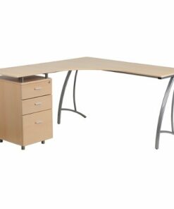 Flash Furniture - L Contemporary Laminate  Home Office Desk - Beech 0
