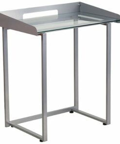 Flash Furniture - Jayden Rectangle Contemporary Glass  Home Office Desk - Clear/Silver 0