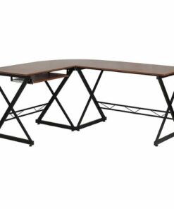 Flash Furniture - Singleton L Contemporary Laminate  Home Office Desk - Teakwood