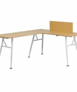 Flash Furniture - L Contemporary Laminate  Home Office Desk - Beech 1