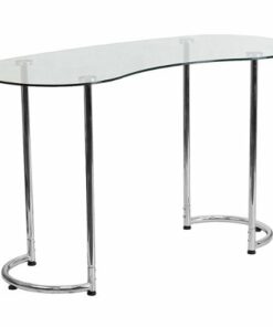 Flash Furniture - Half-Round Contemporary Glass  Home Office Desk - Clear/Chrome