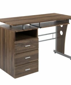 Flash Furniture - Joshua Rectangle Contemporary Laminate  Home Office Desk - Rustic Walnut
