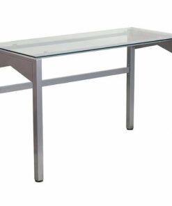 Flash Furniture - Jayden Rectangle Contemporary Glass  Home Office Desk - Clear/Silver 1